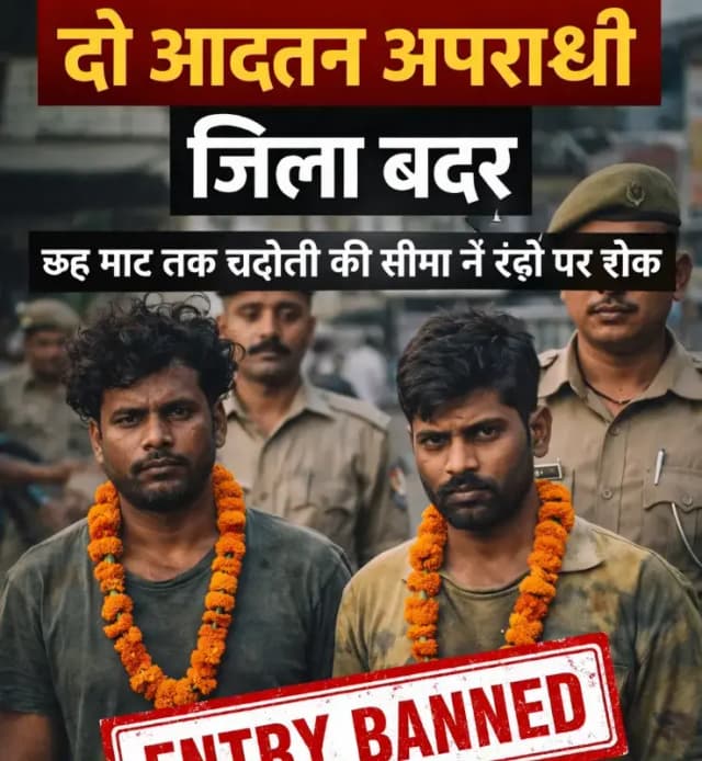Chandauli News: दो आदतन अपराधी जिला बदर, छह माह तक चंदौली की सीमा में एंट्री पर रोक.
