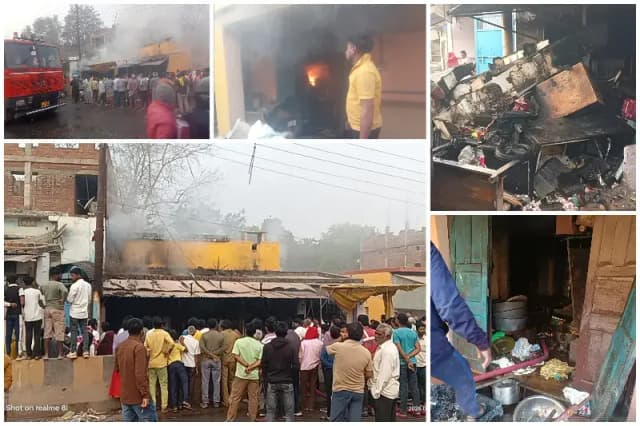 Sonbhadra News: जनरल स्टोर व दोना-पत्तल गोदाम में भीषण आग, लाखों का नुकसान.