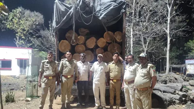 Sonbhadra News: रेणुकूट वन विभाग की बड़ी कार्रवाई, साखू लकड़ी से भरा ट्रक पकड़ा.