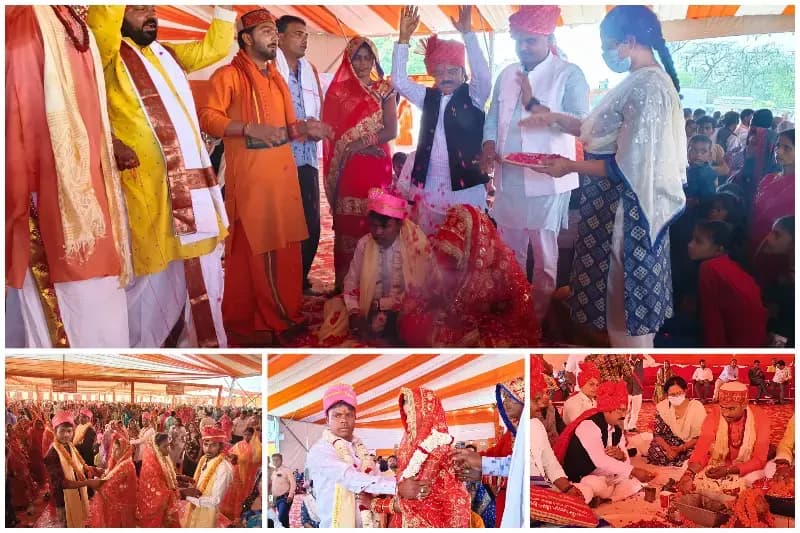 Sonbhadra News: मुख्यमंत्री सामूहिक विवाह योजना के तहत सोनभद्र में 304 जोड़ों का सामूहिक विवाह सम्पन्न.
