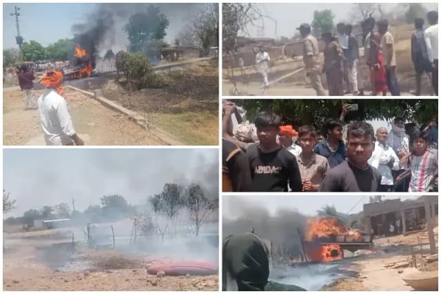Sonbhadra News: बिजली की चिंगारी से भीषण आग, ट्रॉली समेत सैकड़ों बोझ गेहूं जलकर राख, मचा हड़कंप.
