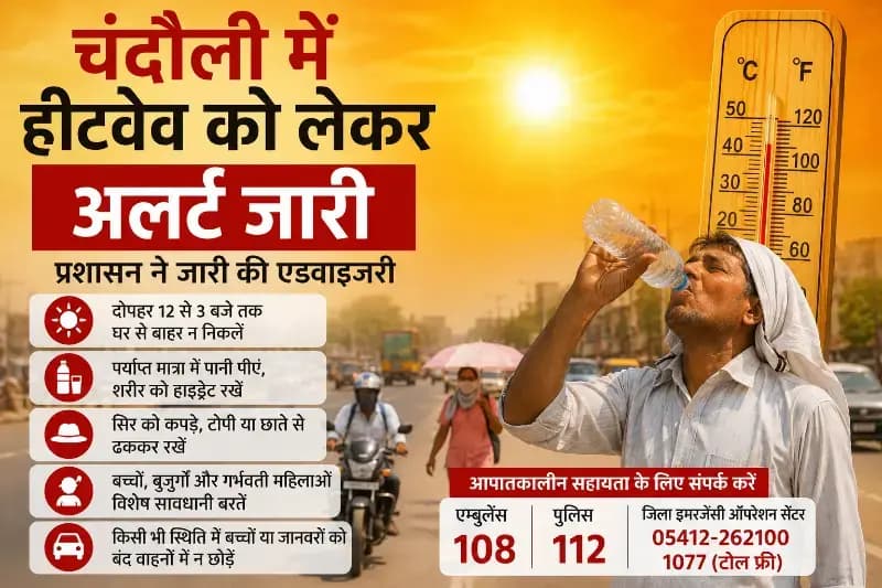 Chandauli News: जनपद में हीटवेव को लेकर अलर्ट जारी, प्रशासन ने जारी की एडवाइजरी.
