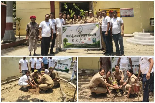 Sonbhadra News: विश्व पर्यावरण दिवस पर बीजपुर थाने में हुआ वृक्षारोपण।