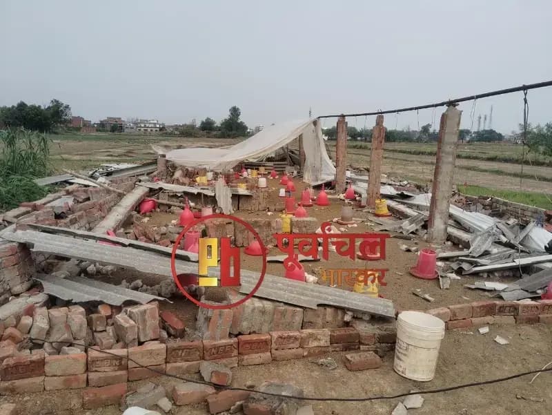 Chandauli News: तेज आंधी-तूफान से भारी नुकसान, पेड़ गिरने से बिजली आपूर्ति ठप, पोल्ट्री फार्म में 2000 चूजों की मौत.
