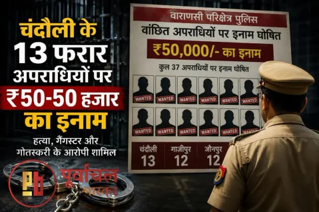 Chandauli News: वाराणसी परिक्षेत्र के 36 फरार अपराधियों पर 50-50 हजार का इनाम घोषित, चंदौली के 12 मोस्ट वांटेड भी सूची में शामिल.
