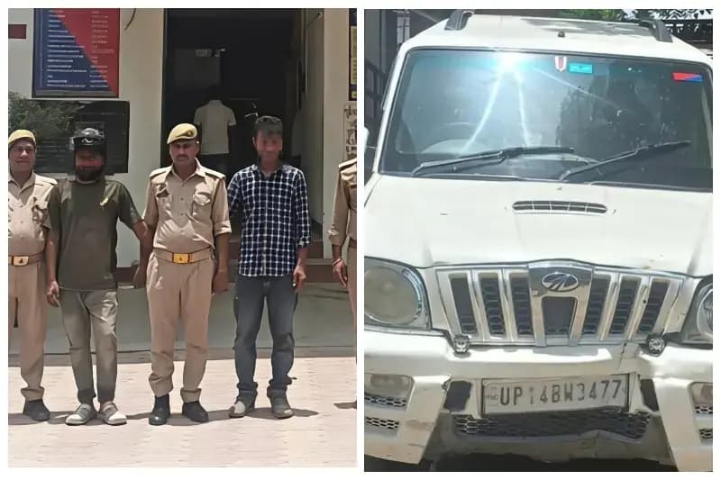Chandauli News: पुलिस कर्मियों को कुचलने का प्रयास कर भाग रहे गो-तस्कर दबोचे गए, स्कॉर्पियो से 4 गोवंश बरामद
