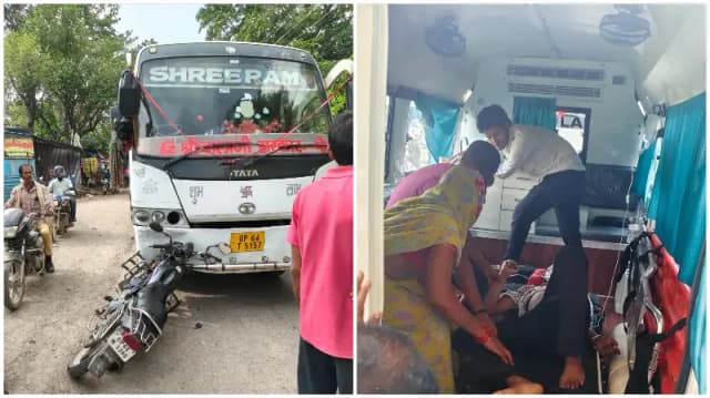 Sonbhadra News: तेज रफ्तार बस का कहर, बाइक सवार युवक गंभीर घायल.
