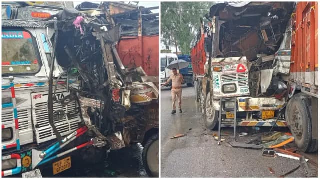 Sonbhadra News: बभनी-अंबिकापुर मार्ग पर दो ट्रकों की आमने-सामने भिड़ंत, चालक घायल.