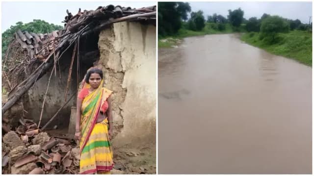 Sonbhadra News: बभनी में मूसलाधार बारिश का कहर, दो कच्चे मकान ढहे, नदी-नाले उफान पर.