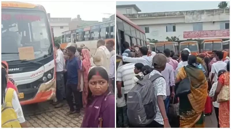 Sonbhadra News: मुफ्त बस यात्रा की सौगात के बीच सोनभद्र डिपो में घंटों परेशान रहीं महिलाएं.