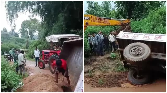 Sonbhadra News: बभनी घघरी मार्ग पर ट्रैक्टर ट्राली पलटा, आवागमन बाधित हुआ.