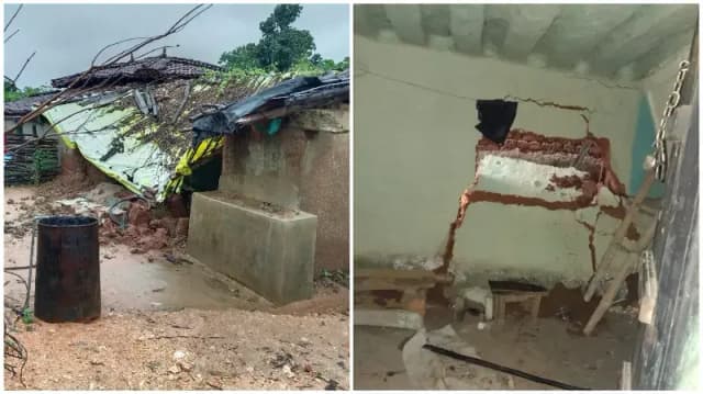 Sonbhadra News: लगातार बारिश से कच्चे मकान में पड़ी दरारें, परिवार ने छोड़ा घर.