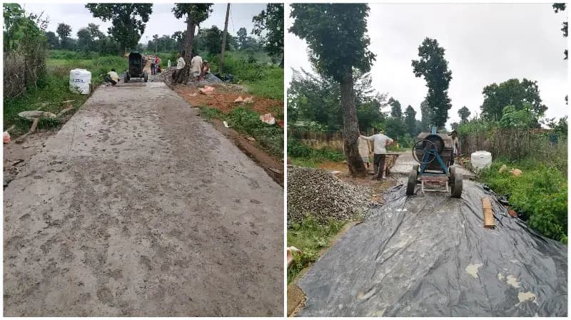 Sonbhadra News: बारिश में सीसी रोड की ढलाई पर उठे सवाल, ग्रामीणों ने गुणवत्ता जांच की मांग की.