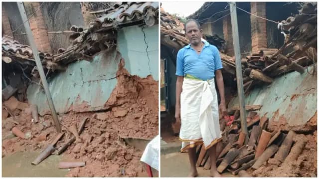 Sonbhadra News: लगातार बारिश से भरभराकर गिरा मकान, परिवार बाल-बाल बचा.