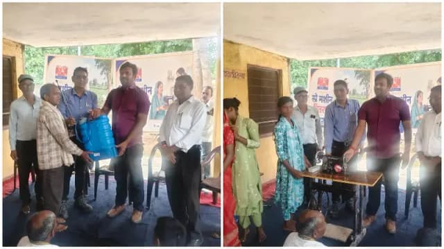 Sonbhadra News: किसानों को स्प्रे मशीन, महिलाओं को सिलाई मशीन वितरित.