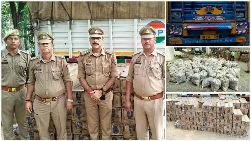 Sonbhadra News: भूसी की आड़ में 64 लाख की शराब तस्करी का खेल बेनकाब, दुद्धी में पलटे ट्रक से 4297 लीटर अवैध शराब बरामद.