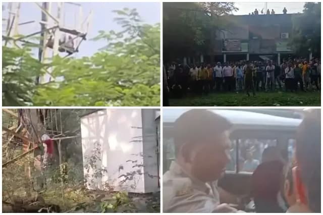 Sonbhadra News: अनपरा में टावर पर चढ़ी युवती, चार घंटे की मशक्कत के बाद सुरक्षित उतारा गया.