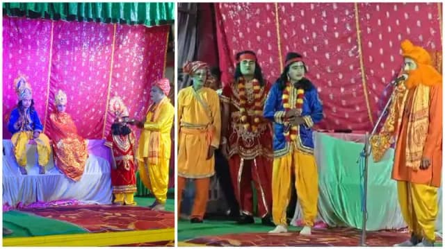 Sonbhadra News: असनहर की रामलीला में भरत मिलाप का भावपूर्ण मंचन, राम-भरत के प्रेम को देख भावुक हुए दर्शक.