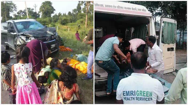 Sonbhadra News: नधिरा मोड़ पर कार और टेंपो की भीषण टक्कर, दो की मौत, मासूम समेत एक दर्जन घायल.