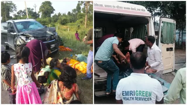 Sonbhadra News: नधिरा मोड़ पर कार और टेंपो की भीषण टक्कर, दो की मौत, मासूम समेत एक दर्जन घायल.