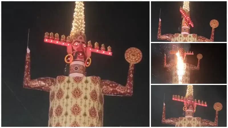Sonbhadra News: चोपन में 85 फीट ऊंचे हाईटेक रावण का दहन, आतिशबाजी और घूमते दस सिर रहे आकर्षण का केंद्र.