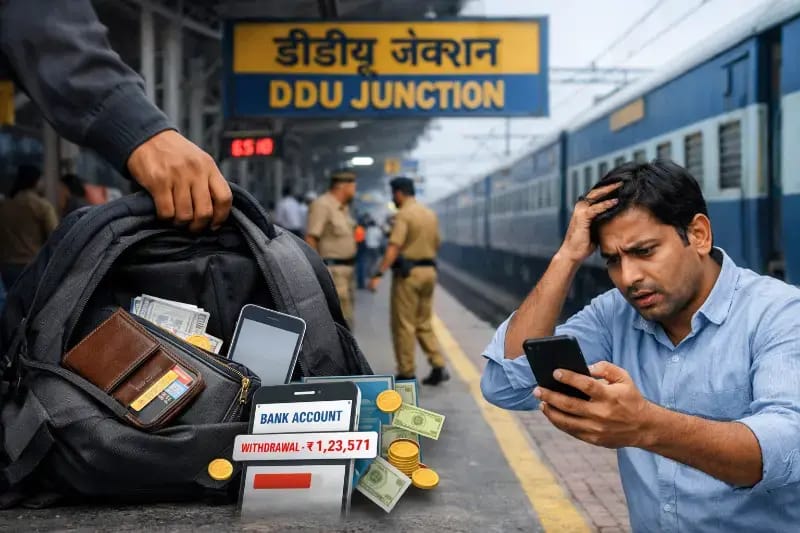 Chandauli News:डीडीयू जंक्शन पर यात्री का बैग पार, खातों से 1.23 लाख रुपये निकाले.
