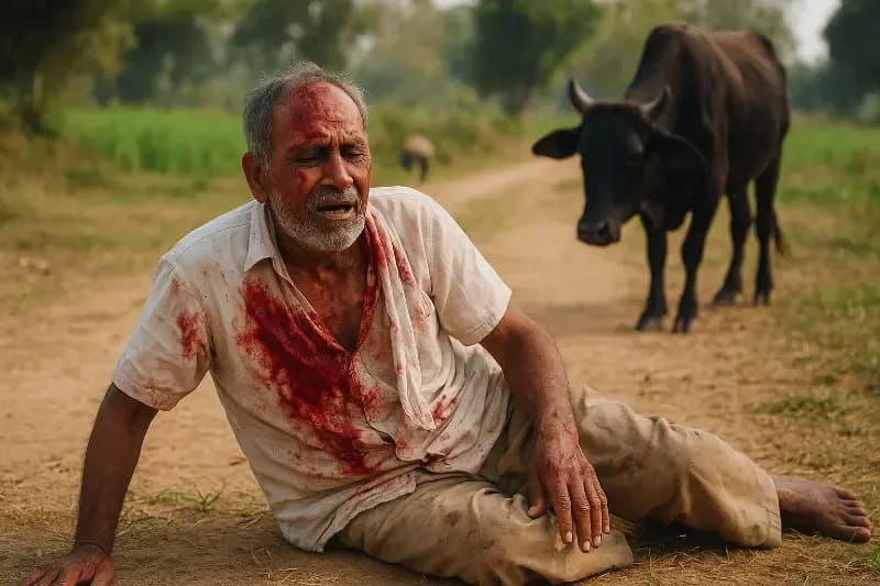 Chandauli News: बिगड़ैल सांड के हमले से किसान लहूलुहान, जिला अस्पताल रेफर.