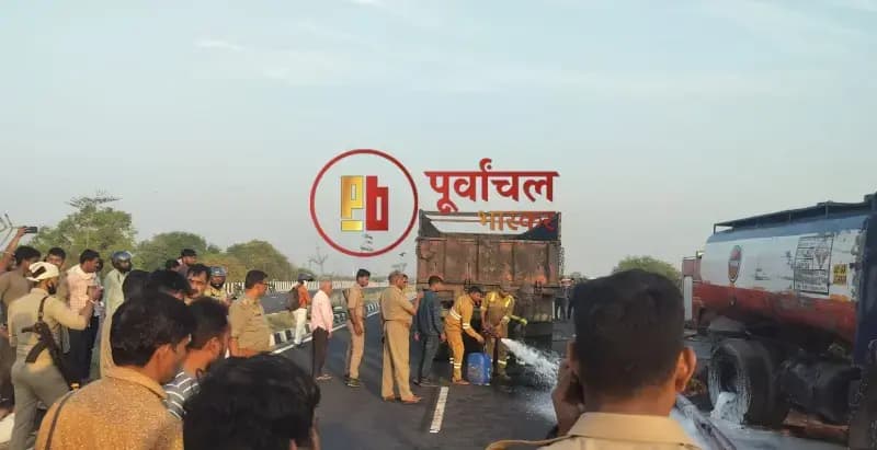 Chandauli News: रिंग रोड पर भीषण भिड़ंत: रॉन्ग साइड ट्रेलर ने टैंकर को मारी टक्कर, चालक घायल.