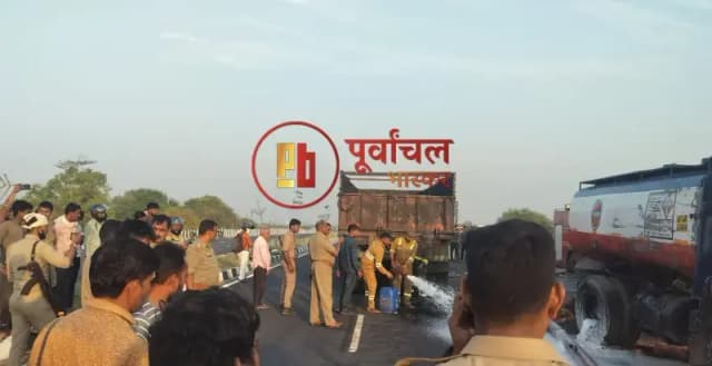 Chandauli News: रिंग रोड पर भीषण भिड़ंत: रॉन्ग साइड ट्रेलर ने टैंकर को मारी टक्कर, चालक घायल.