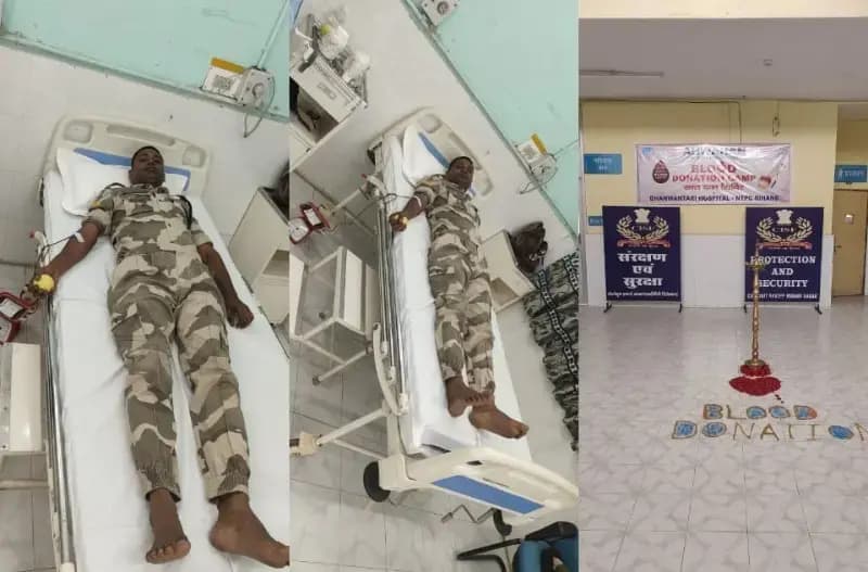 Sonbhadra News: एनटीपीसी धन्वन्तरि अस्पताल में रक्तदान शिविर आयोजित, केऔसुब जवानों ने किया रक्तदान.