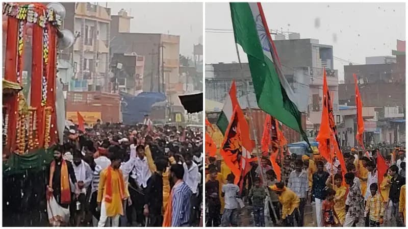 Sonbhadra News: मूसलाधार बारिश में भी नहीं थमे कांवड़ियों के कदम, हर-हर महादेव के जयकारों से गूंजा चोपन-डाला.