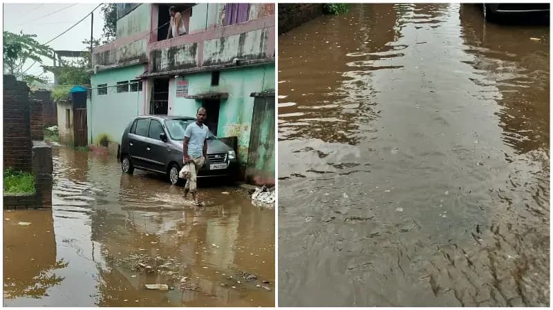 Sonbhadra News: बारिश में तालाब बनी बीजपुर की मुख्य सड़क, घुटने भर पानी से हजारों राहगीर परेशान.