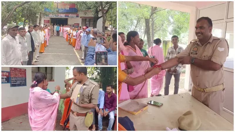 Sonbhadra News: बभनी थाने में खिला भाई-बहन के स्नेह का रंग, शिक्षिकाओं ने पुलिसकर्मियों को बांधी राखी.