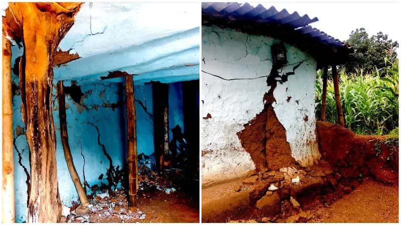 Sonbhadra News: लगातार बारिश में मकान धंसा, बाल-बाल बचा परिवार.