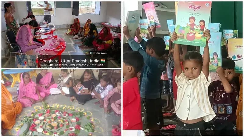 Sonbhadra News: पोषण माह में बच्चों ने दिखाई रचनात्मक प्रतिभा, आंगनबाड़ी केंद्रों पर चित्रकारी की किताबें वितरित.