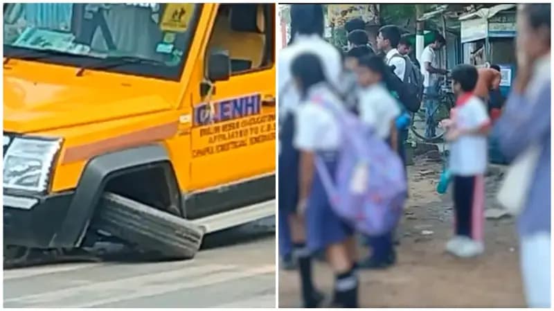 Sonbhadra News: स्कूली वाहन का अगला चक्का टूटा, बाल-बाल बचे करीब 20 बच्चे.