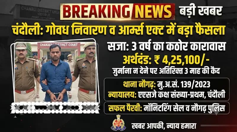 Chandauli News: गोवध मामले में दोषी को 3 साल की सजा, कोर्ट ने लगाया 4.25 लाख का जुर्माना.