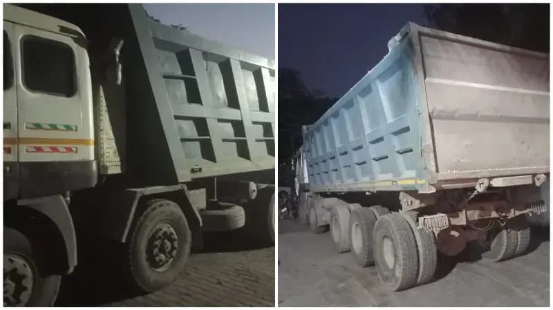 Sonbhadra News: बिना एमएम-11 के गिट्टी परिवहन का आरोप, 16 चक्का ट्रक खनन विभाग ने पकड़ा.