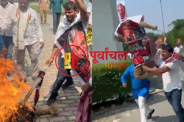 Chandauli News: ज्ञानेश कुमार के खिलाफ सपा का हल्लाबोल, कलेक्ट्रेट में फूंका पुतला, पुलिस से हुई छीना-झपटी.