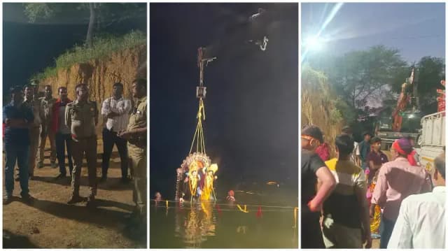 Sonbhadra News: ओबरा में हाइड्रा मशीन से हुआ मां दुर्गा की प्रतिमाओं का विसर्जन, सुरक्षा व्यवस्था में मुस्तैद रहा प्रशासन.