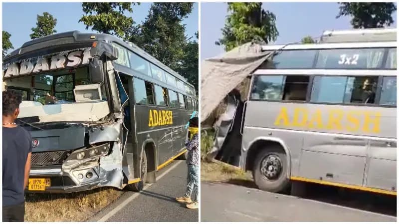 Sonbhadra News: ट्रेलर के अचानक ब्रेक लगाने से पीछे से टकराई बस, पांच यात्री घायल, एक महिला जिला अस्पताल रेफर.