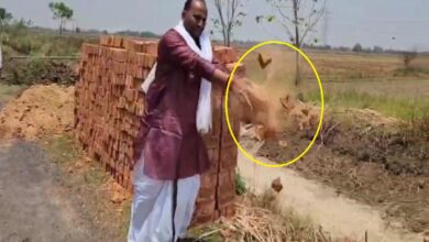 दोयम दर्जे की ईंट को तोड़ कर दिखाते पूर्व सपा विधायक मनोज सिंह डब्ल्यू